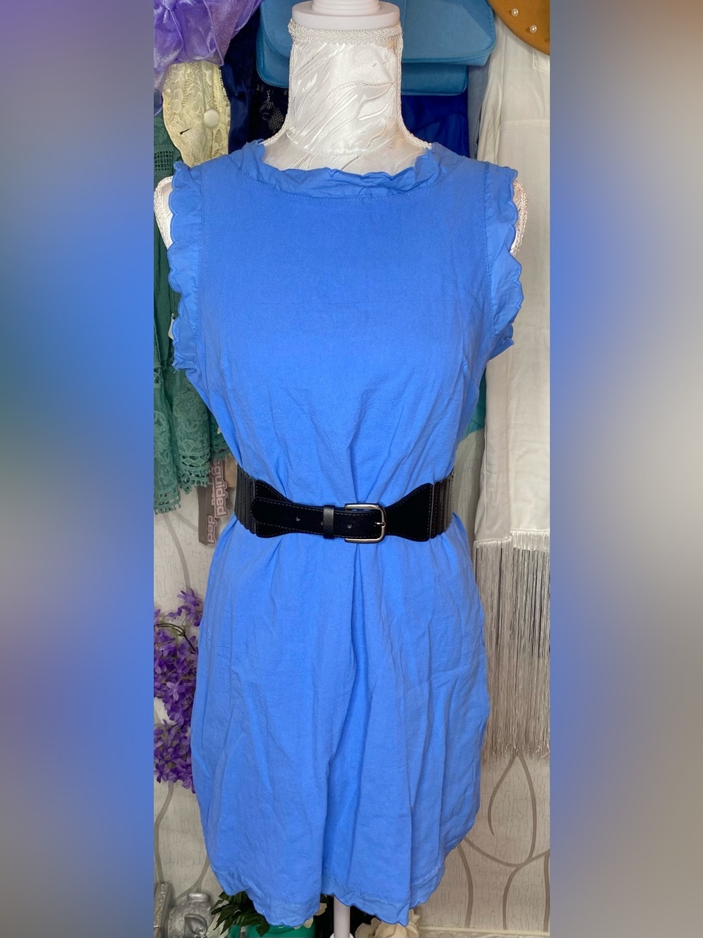 ๐๐ท Blue Ruffle Tank Shift Dress ๐ท๐ - Picture 4 of 8